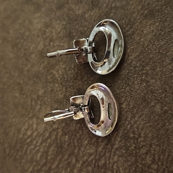 VTG Mismatched Oval Gem Mod Leverback Earrings - Picture 3 of 4